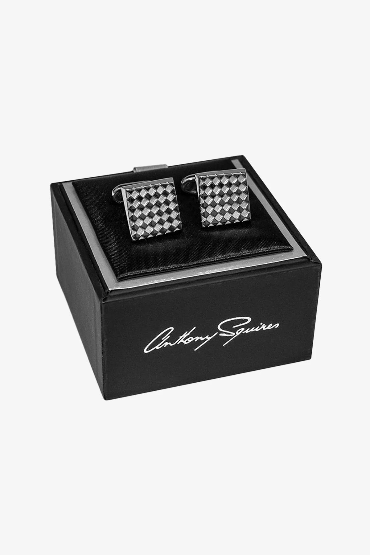 Cufflinks - Silver Square Checkerboard - Image 3
